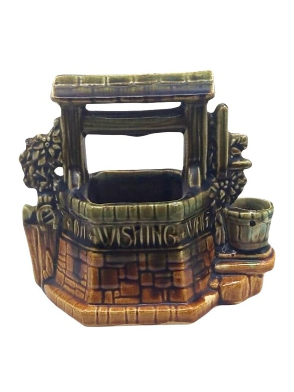 McCoy Pottery Wishing Well Planter USA Drip Glaze Collectible Mid-Century Vtg